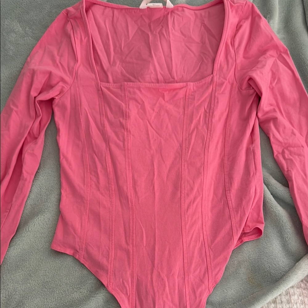 Pink corset Long Sleeve Bodysuit